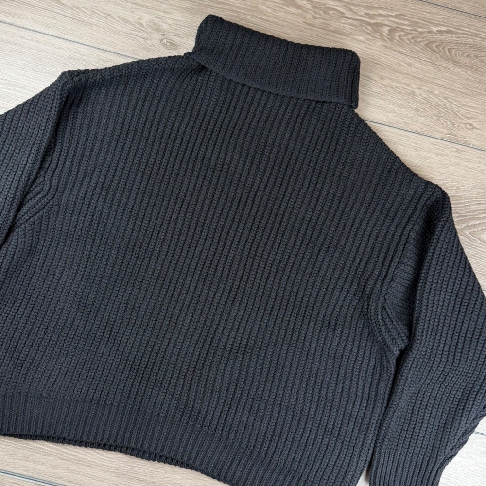 Free People Womens Sweater Swim Too Deep Turtleneck Ribbed Knit Black M